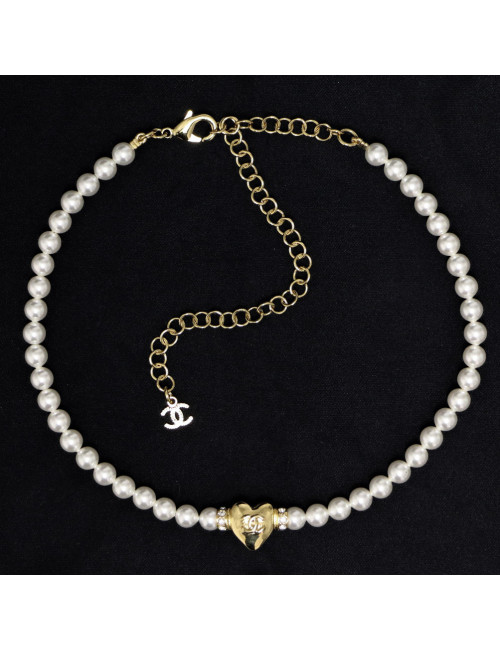 Ras de cou CHANEL perles et coeur