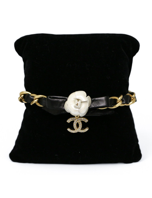 Bracelet CHANEL métal et cuir