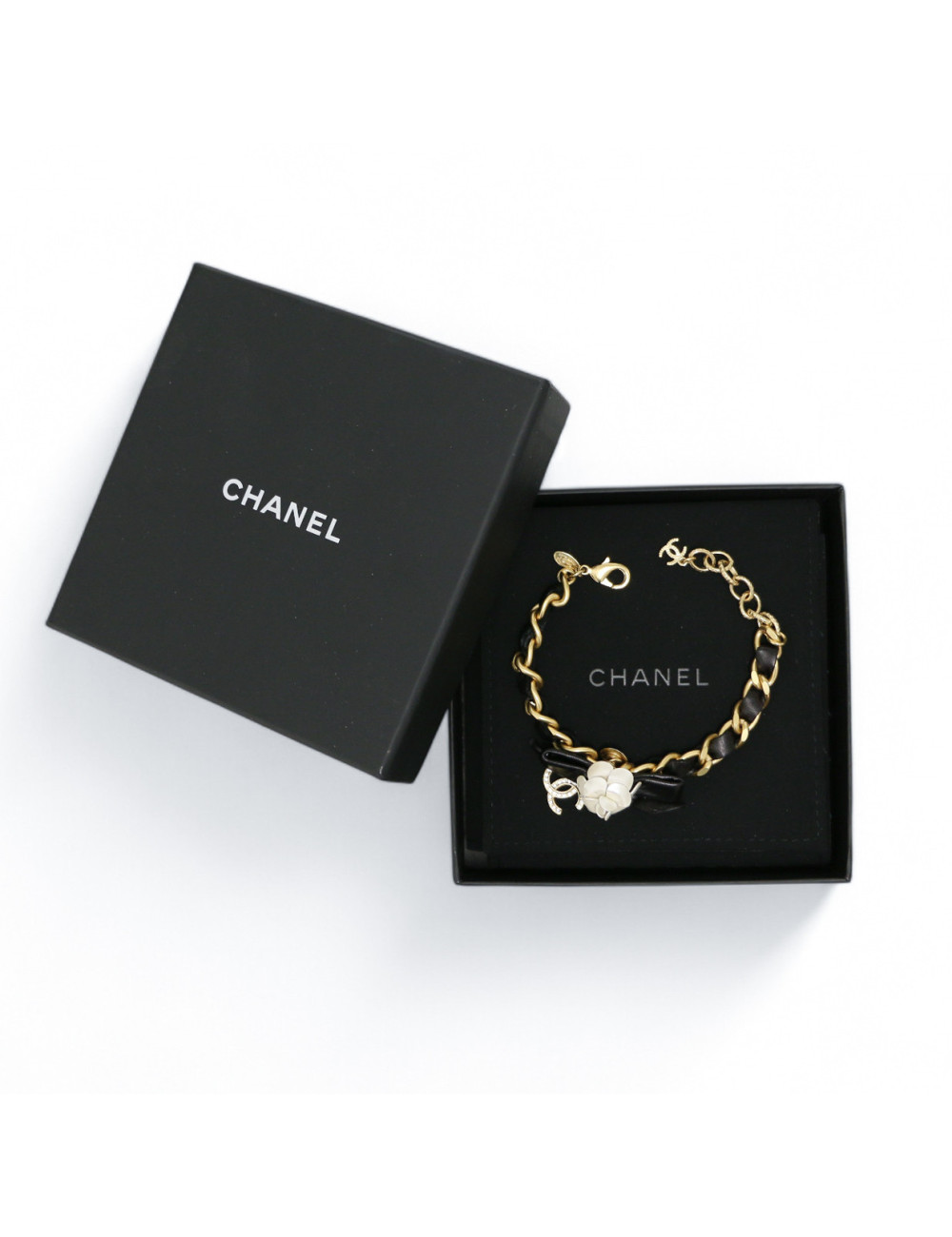 Bracelet CHANEL métal et cuir