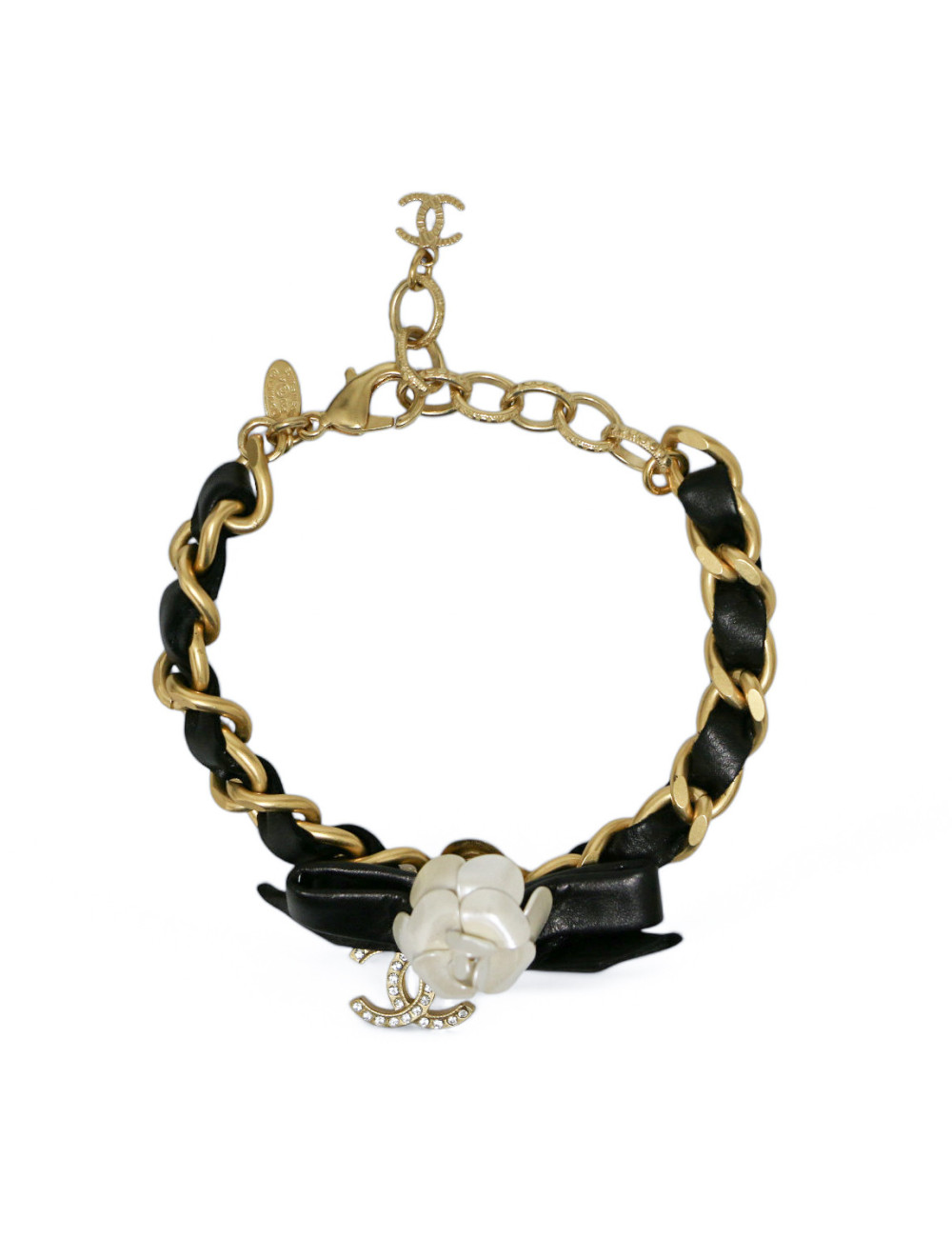 Bracelet CHANEL métal et cuir
