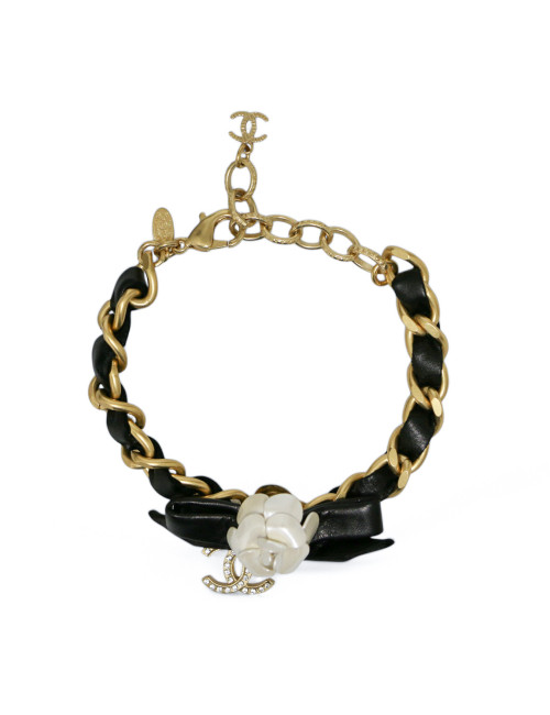 Bracelet CHANEL métal et cuir