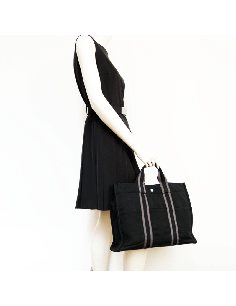 Sac garden party HERMES toile noire