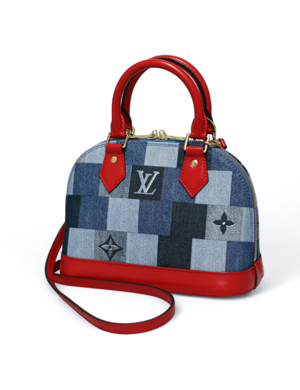 Sac ALma BB LOUIS VUITTON denim damier Monigram patchwork
