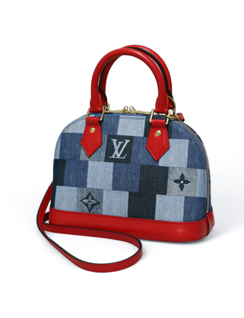 Sac ALma BB LOUIS VUITTON denim damier Monigram patchwork