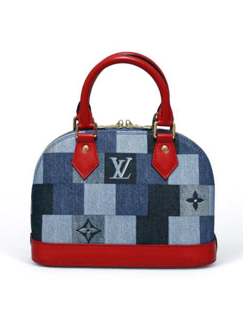 Sac ALma BB LOUIS VUITTON denim damier Monigram patchwork