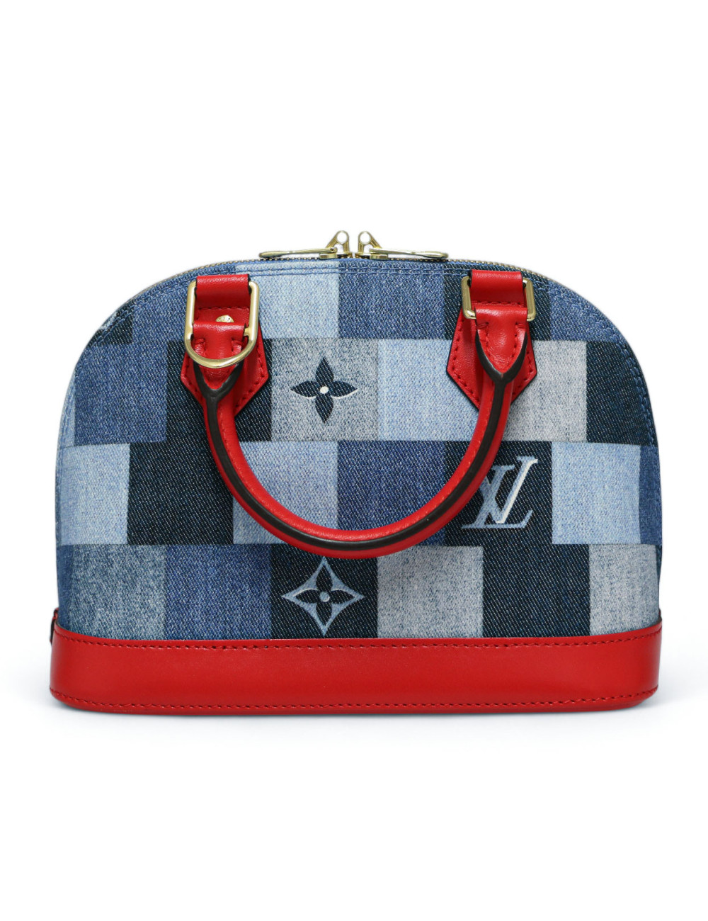 Sac ALma BB LOUIS VUITTON denim damier Monigram patchwork