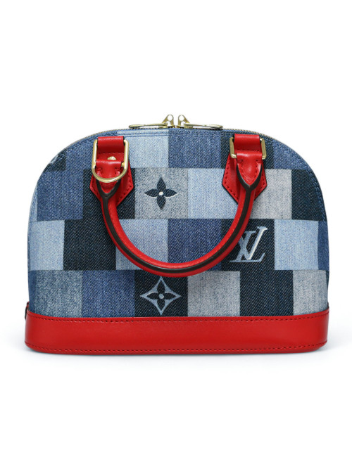 Sac ALma BB LOUIS VUITTON denim damier Monigram patchwork