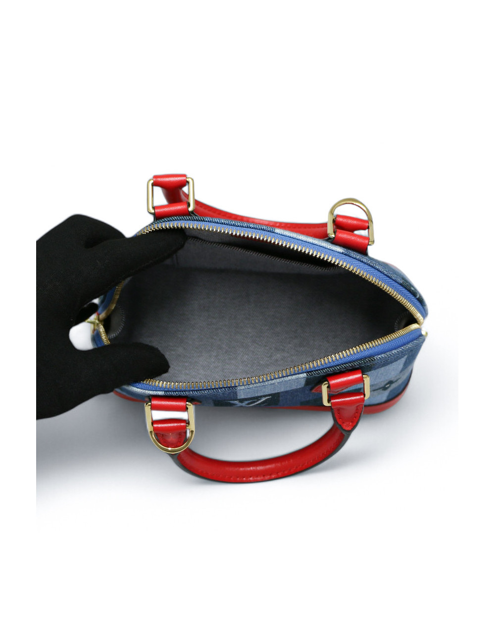 Sac ALma BB LOUIS VUITTON denim damier Monigram patchwork