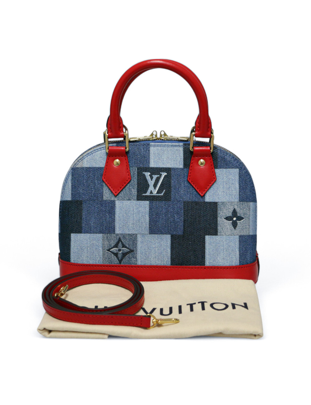 Sac ALma BB LOUIS VUITTON denim damier Monigram patchwork