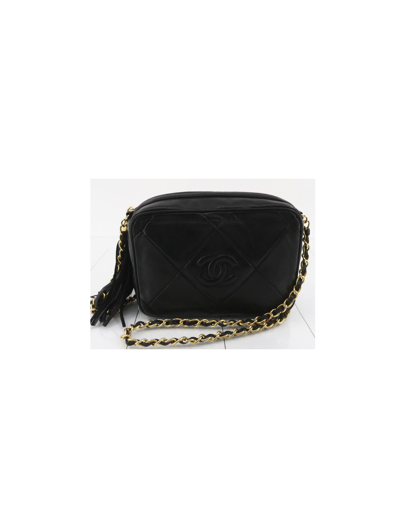 mini camera CHANEL pompon noir vintage