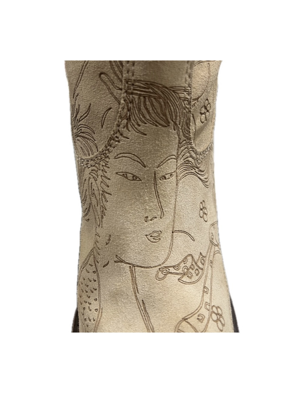 Santiags T36 JOHN GALLIANO daim beige impressions 