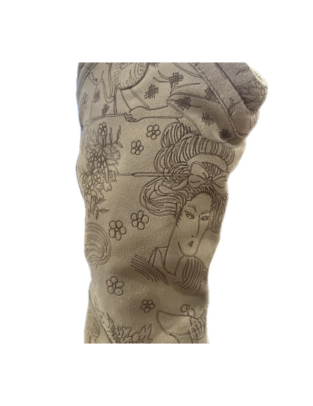 Santiags T36 JOHN GALLIANO daim beige impressions 