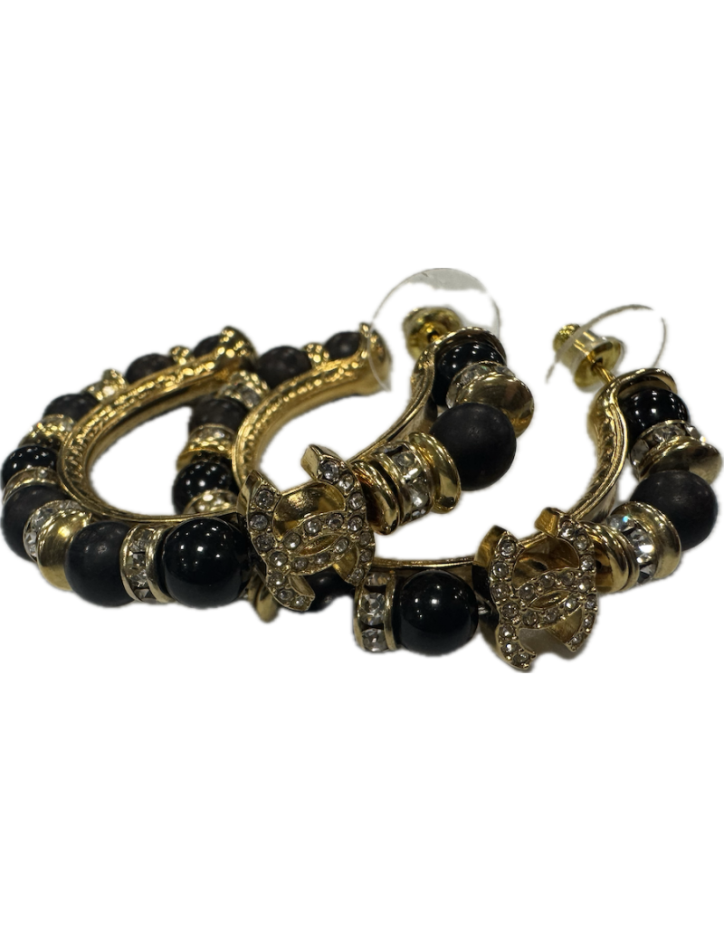 Créoles bois CHANEL strass