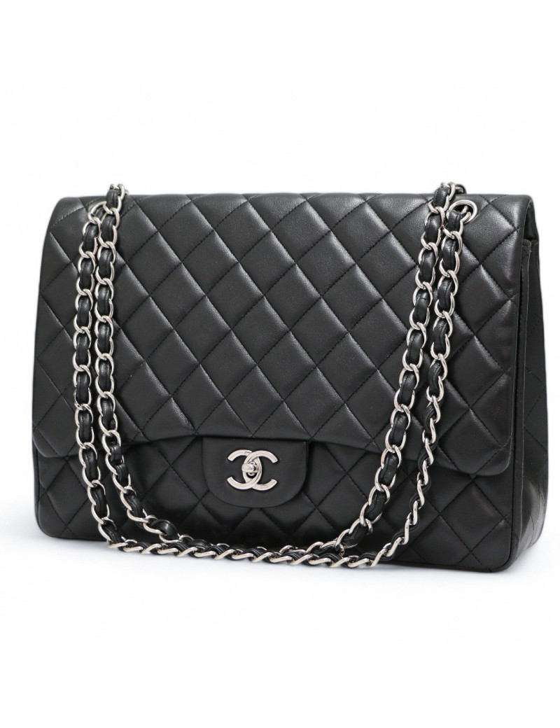 Maxi Jumbo CHANEL cuir matelassé noir