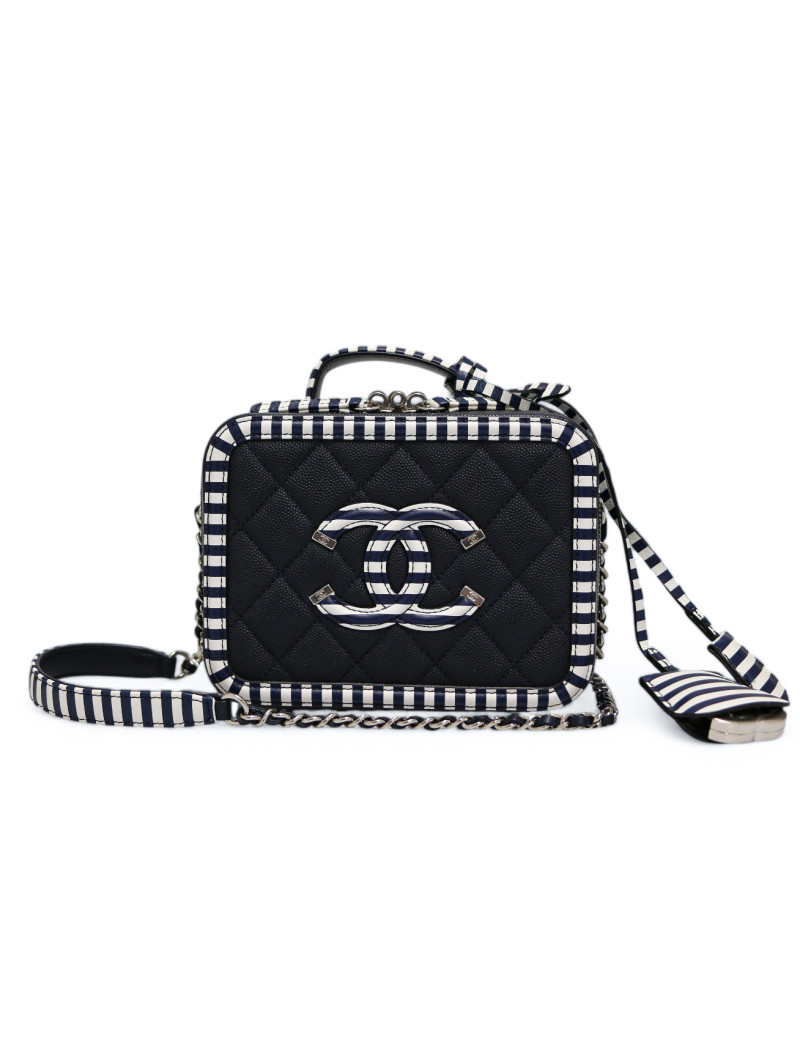 Sac caméra CHANEL bleu blanc