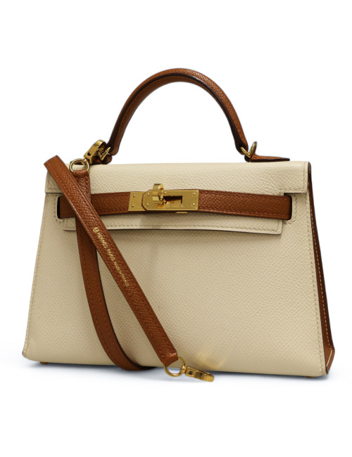 Kelly 20 HERMES sellier Epsom craie