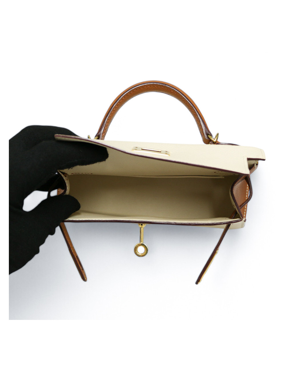 Kelly 20 HERMES sellier Epsom craie