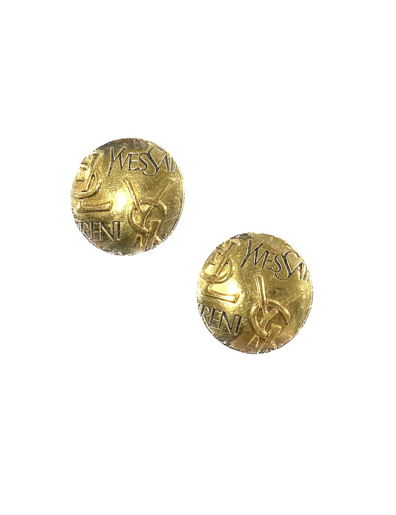 Clips d'oreille YSL rondes dorées