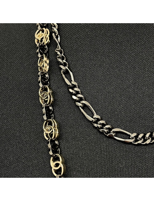 Long Sautoir bicolore CC CHANEL ruthenium et doré