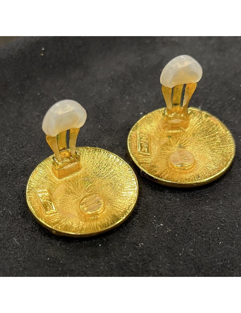 Clips d'oreille YSL rondes dorées