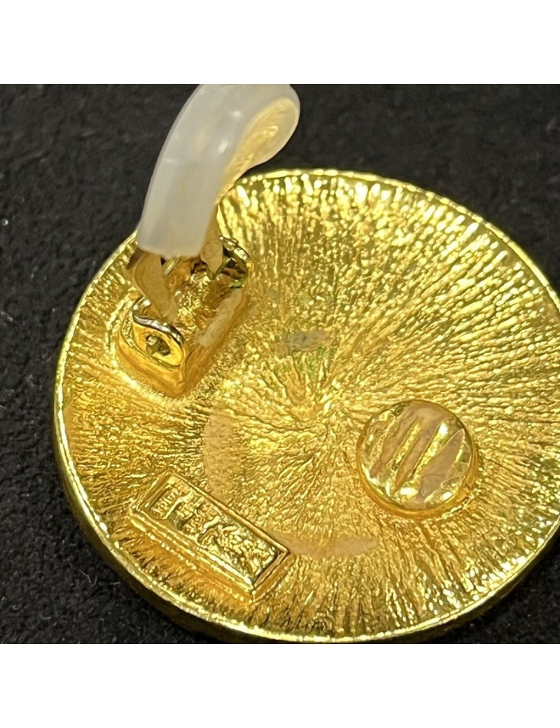 Clips d'oreille YSL rondes dorées