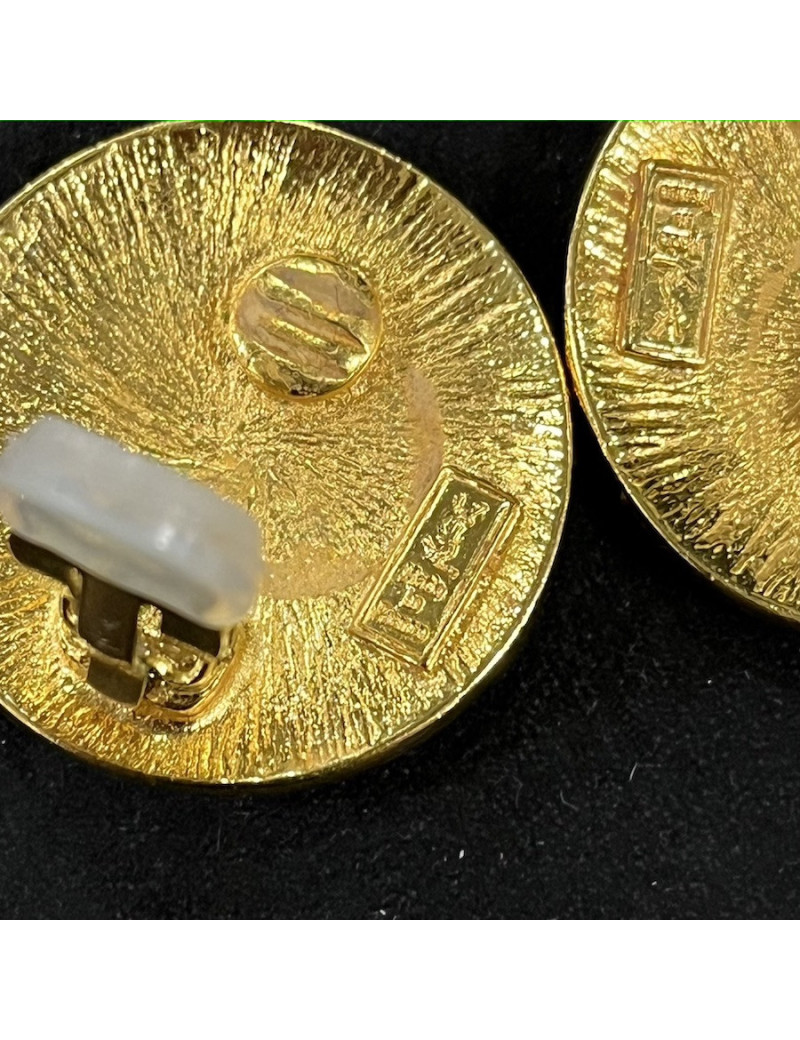 Clips d'oreille YSL rondes dorées