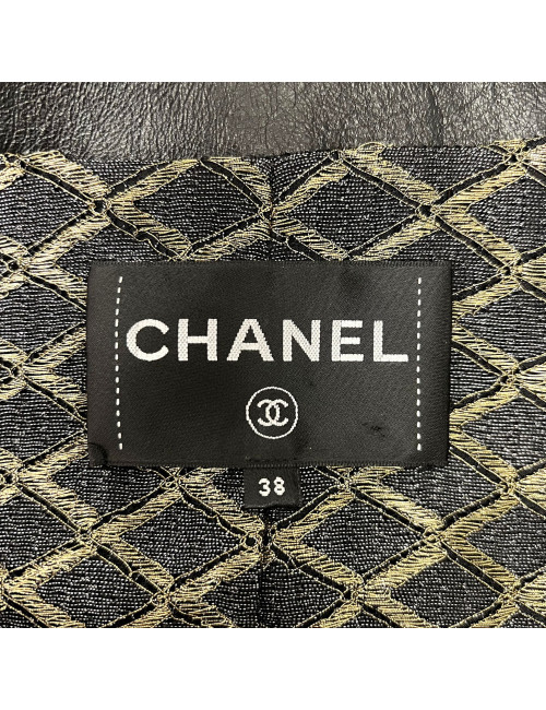 Veste cuir noir CHANEL T38