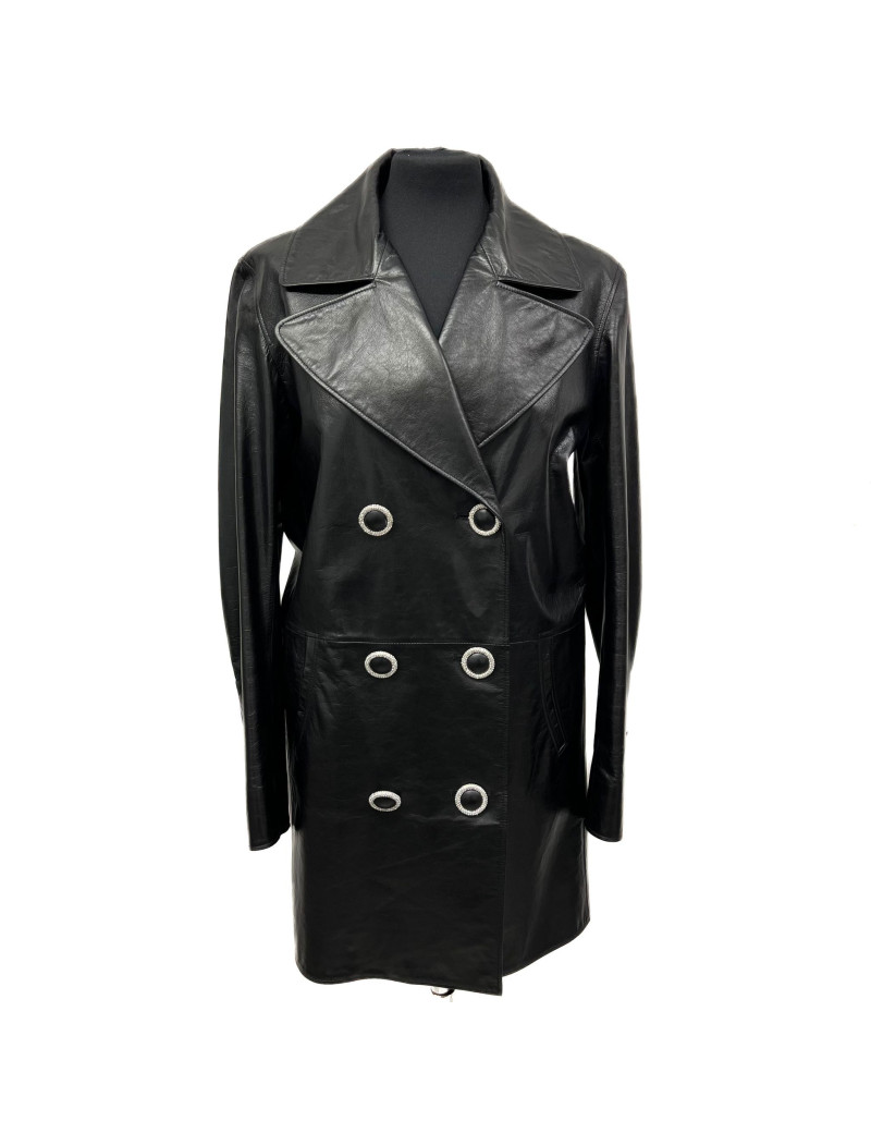 Veste cuir noir CHANEL T38
