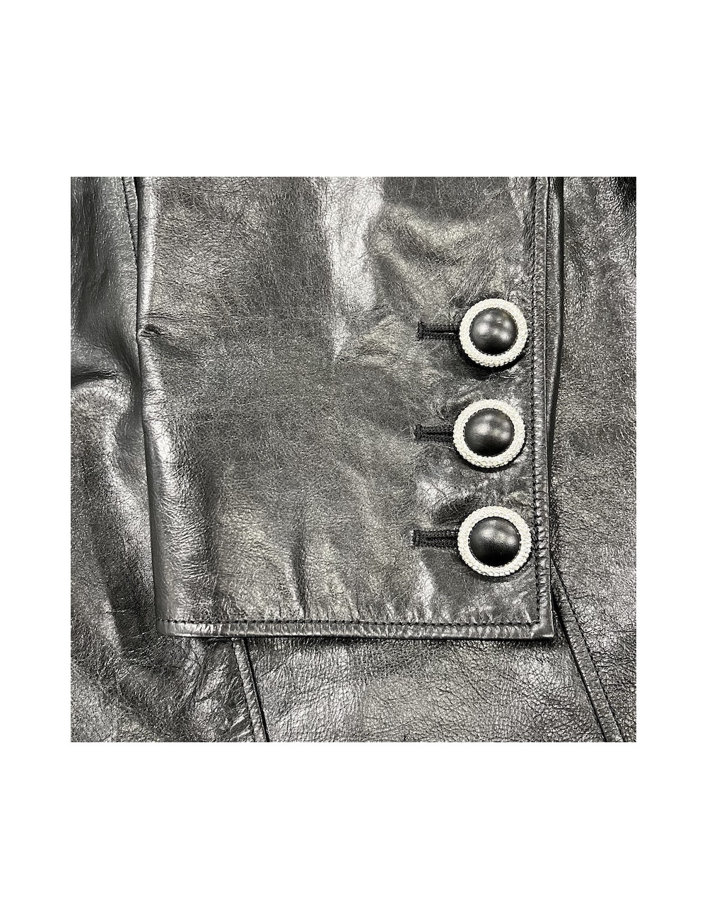 Veste cuir noir CHANEL T38