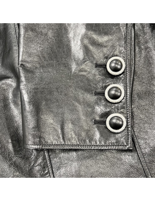 Veste cuir noir CHANEL T38