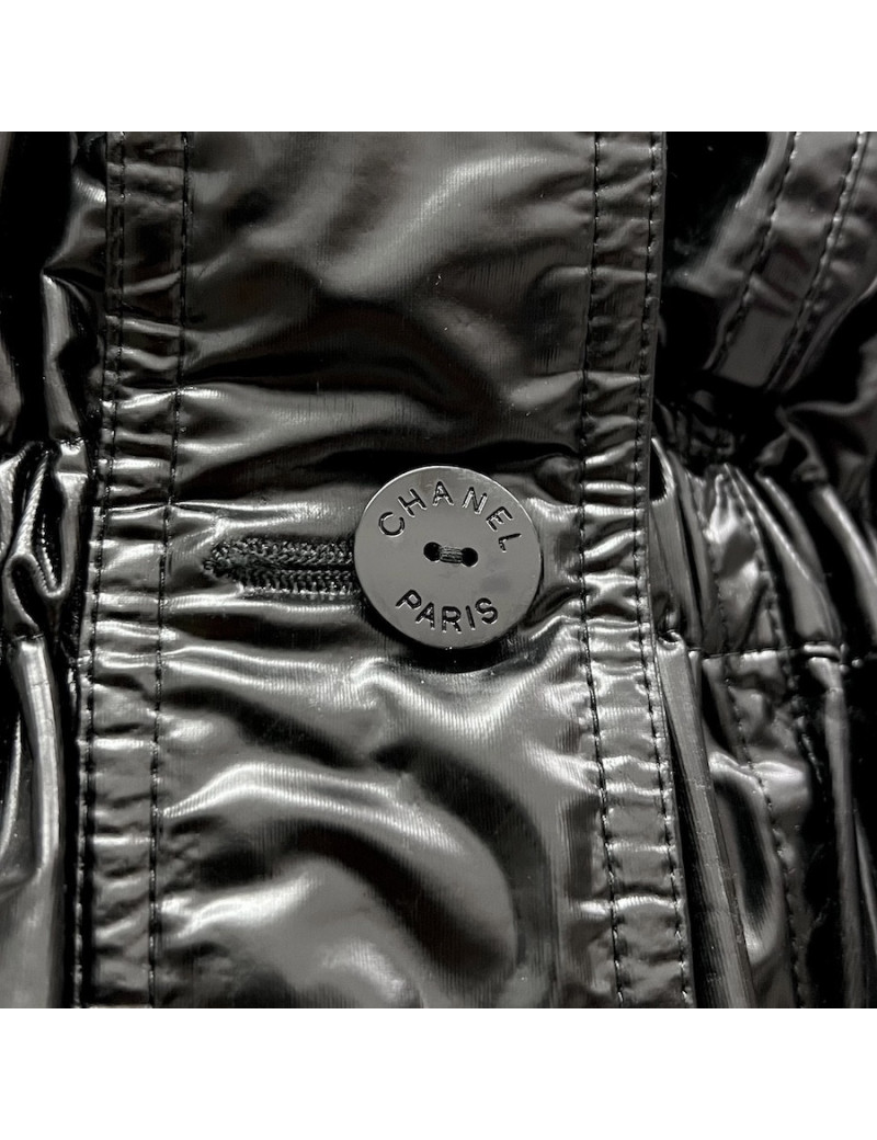 Veste longue CHANEL T 44 Vynil noir