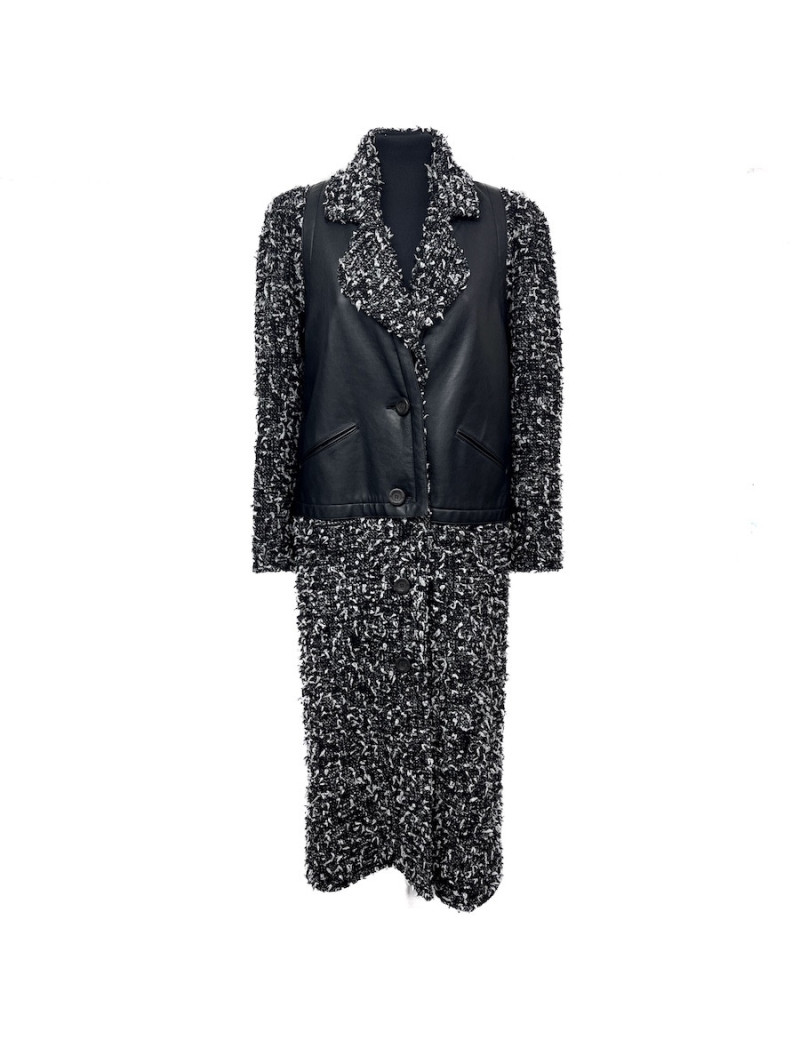 Manteau CHANEL tweed blanc et noir