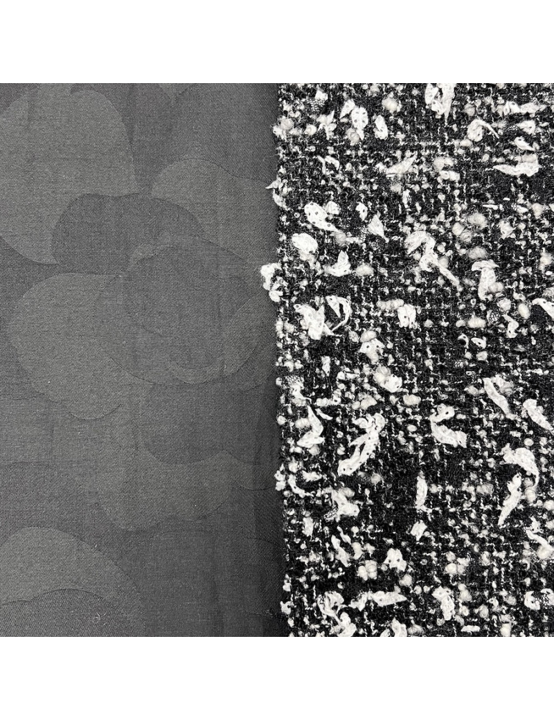 Manteau CHANEL tweed blanc et noir