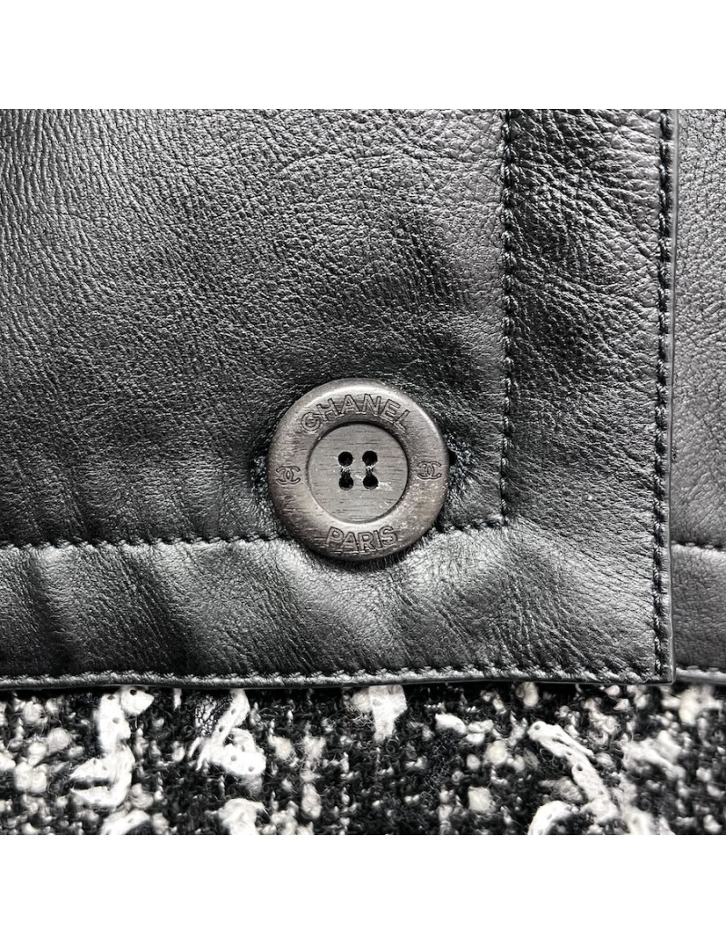 Manteau CHANEL tweed blanc et noir