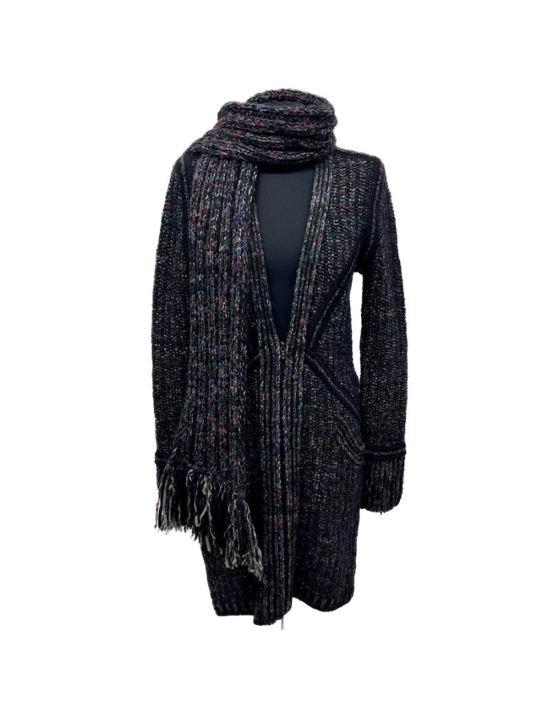 Manteau CHANEL T38 tricot cachemire
