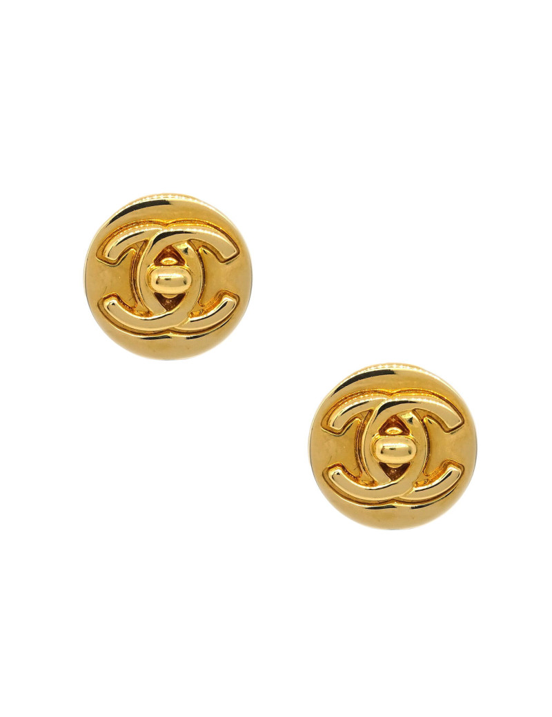 Clips CHANEL ronds CC doré