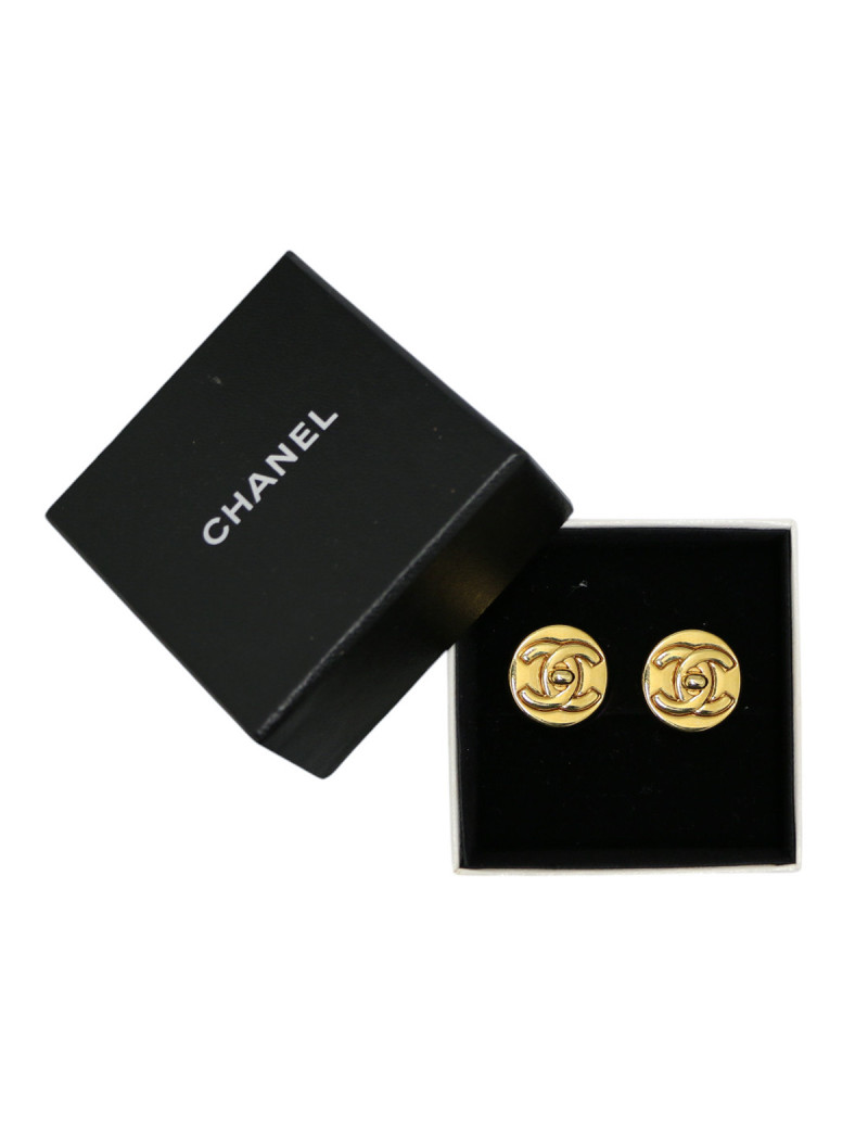 Clips CHANEL ronds CC doré
