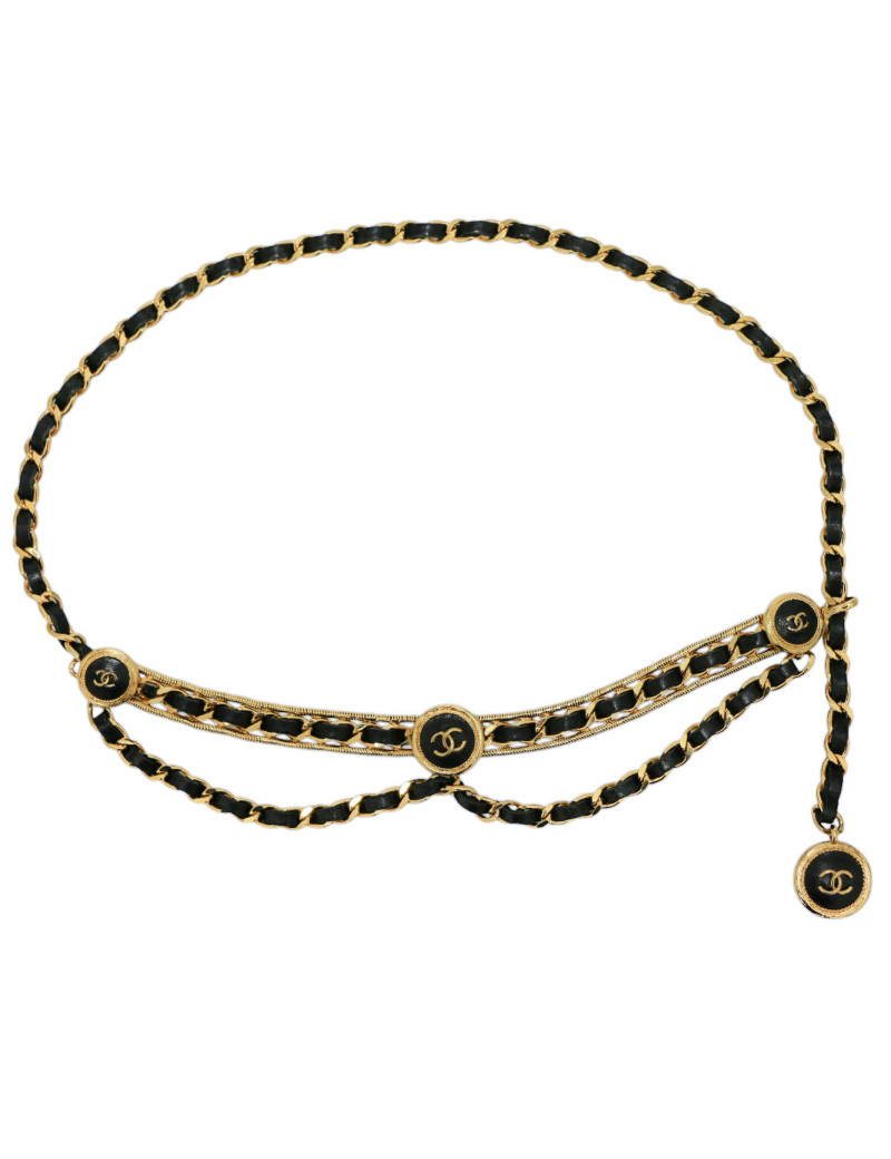 Ceinture CHANEL cuir et chaine