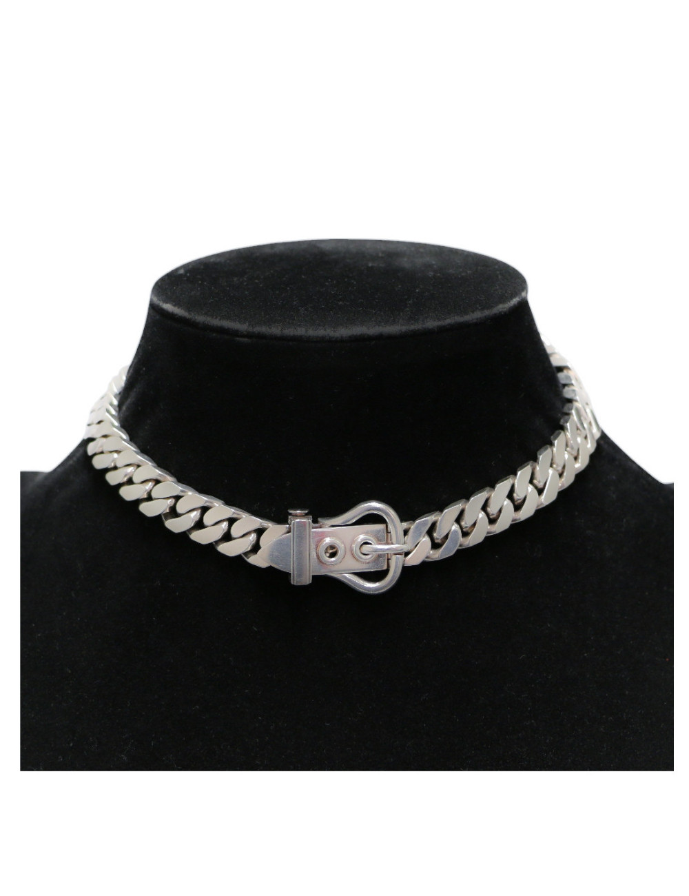Collier boucle sellier HERMES argent massif