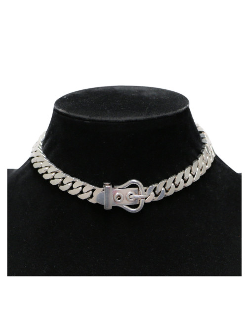 Collier boucle sellier HERMES argent massif