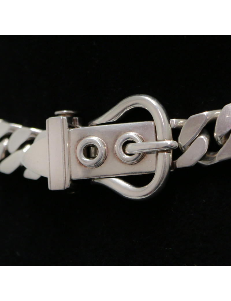 Collier boucle sellier HERMES argent massif
