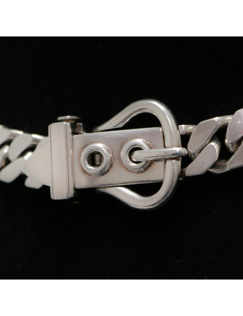 Collier boucle sellier HERMES argent massif