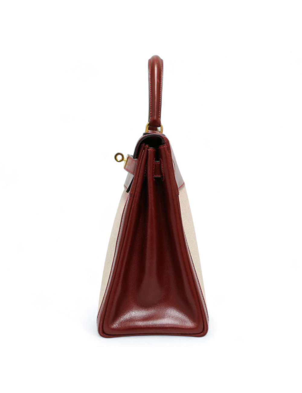 Kelly 28 toile et cuir HERMES rouge h