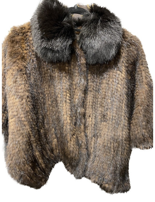 Veste courte vison tricoté col renard