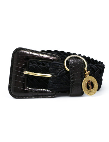 Ceinture YSL torsadée noire Vintage