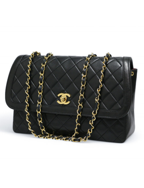 Sac CHANEL noir simple rabat