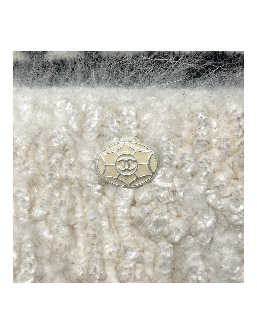 Robe pull T 38 CHANEL laine noire et blanche imprimé géométrique