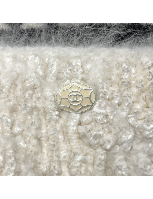 Robe pull T 38 CHANEL laine noire et blanche imprimé géométrique