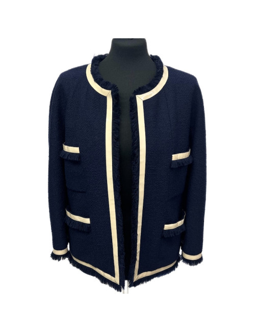 Robe pull T 38 CHANEL laine noire et blanche imprimé géométrique