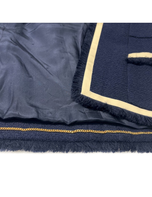 Robe pull T 38 CHANEL laine noire et blanche imprimé géométrique